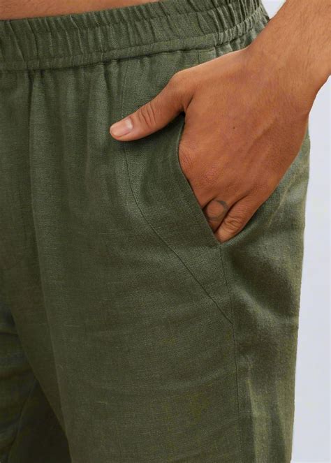 Military Green Pure Linen Casual Pants for Men – Linen Trail