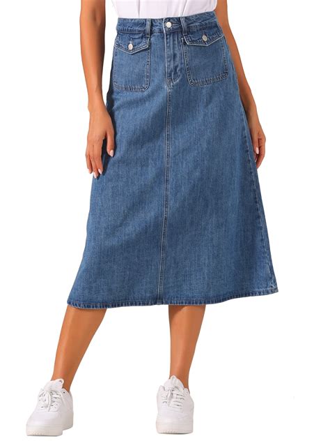 INSPIRE CHIC Women's Denim Skirts High Waist A Line Casual Jean Skirts ...