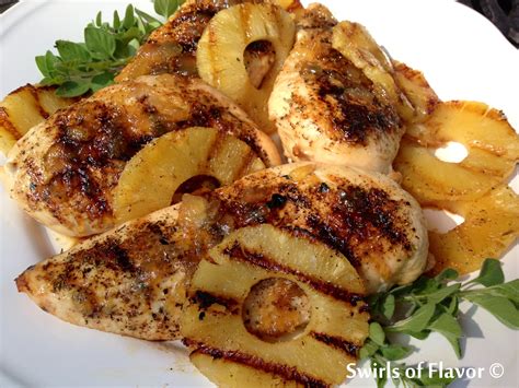 Grilled Pineapple Rum Chicken Recipe - Swirls of Flavor
