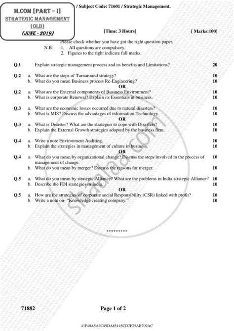 Strategic Management 2018-2019 M.Com Advanced Accountancy Semester 1 ...