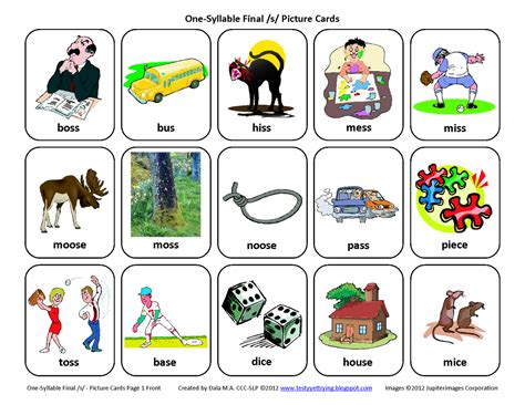 Testy yet trying: Final S: Free Speech Therapy Articulation Picture Cards