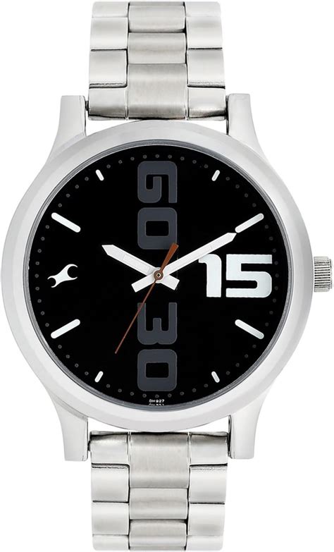 Fastrack Men Bold Quartz Analog Black Dial Stainless Steel Strap Watch ...