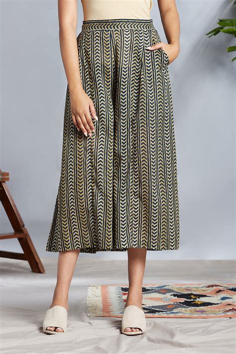 box pleated culotte - indigo olive culotte - maati crafts