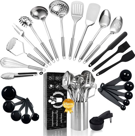 Amazon.com: Stainless Steel Kitchen Utensils Set - 12pcs Cooking ...