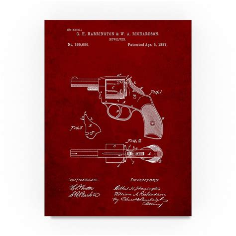 H & R Revolver Pistol by Cole Borders, 24x32-Inch Canvas Wall Art ...