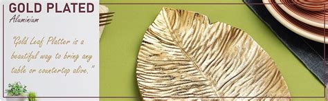 Buy PURESTORY Gold Leaf Decorative Serving Tray Platter.Decorative Tray ...