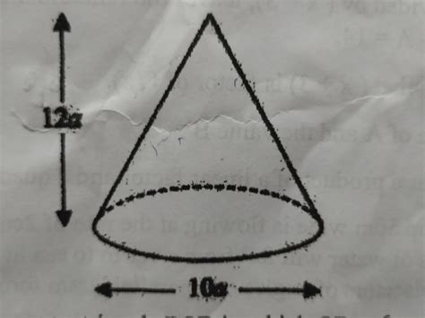 The diagram shows a solid cone , the diameter of the base cone is 10a ...