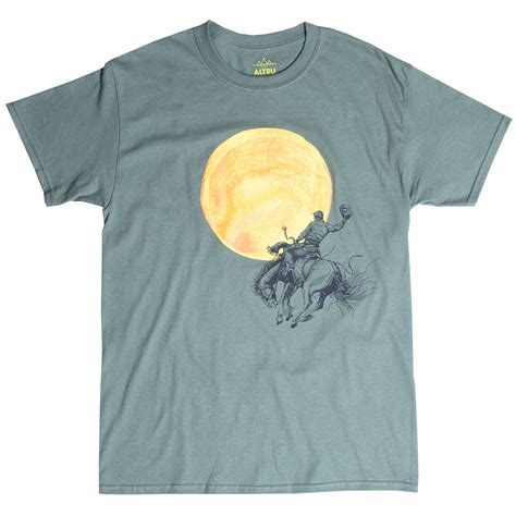 Altru men's olive-green graphic tee | Wild West Bronco Busting Sun ...