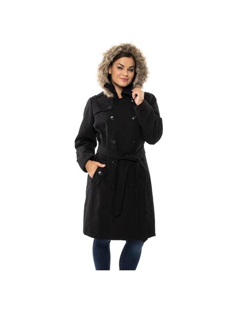 Buy Alpine Swiss Womens Parka Trench Pea Coat Belt Jacket Faux Fur Hood ...