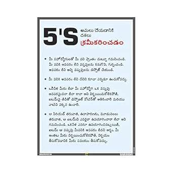 Mr. Safe - 5S Steps For Implementing Sort Poster in Telugu Eco Vinyl ...