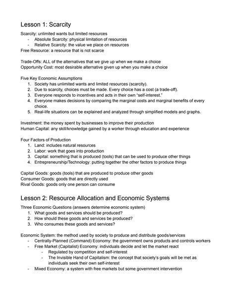 SOLUTION: Unit 1 basic economic concepts - Studypool