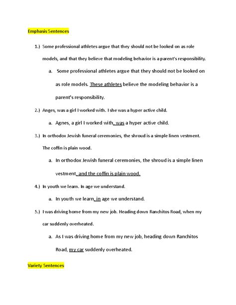 Worksheet English - Emphasis Sentences 1.) Some professional athletes ...