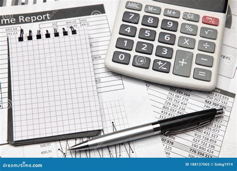 Top View of Office Employee`s Desk - Work with Financial Reports ...