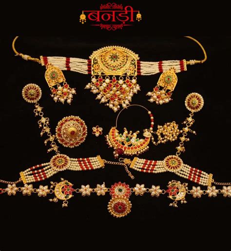 Rajasthani Jewelry Mini Set with White and Red Pearls