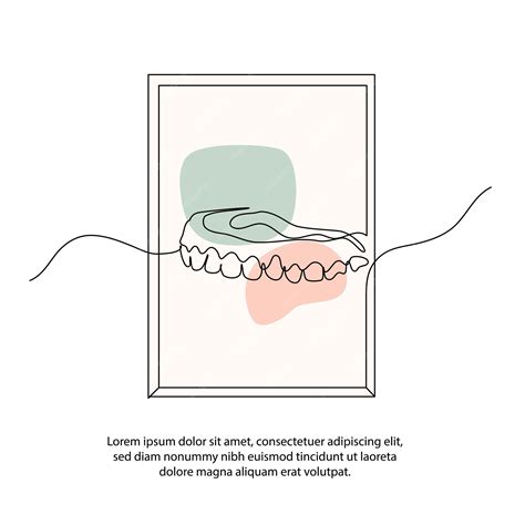 Een lijn tandheelkundige zorg kliniek poster tekening met frame ...