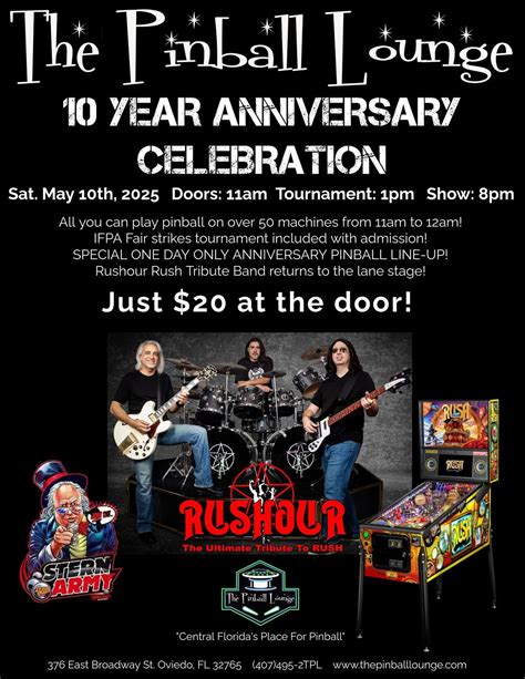 The Pinball Lounge 10 Year Anniversary Celebration and Concert!, 376 E ...