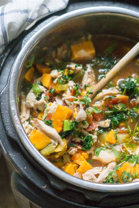 Chicken Kale Soup with Sweet Potato (instant pot recipe)