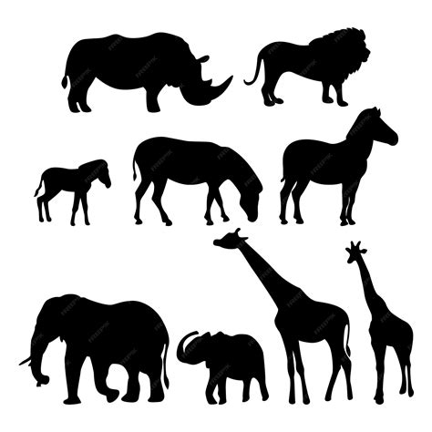 Ensemble d'animaux sauvages d'Afrique silhouettes d'animaux de savane ...