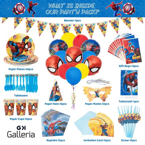 Buy GK Galleria Spiderman Birthday Decorations for 12 Superhero Boys ...