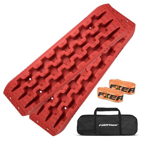 FieryRed Traction Boards Offroad, Recovery Boards with 2 Leashes and Carry Bag, 2Pcs Traction ...