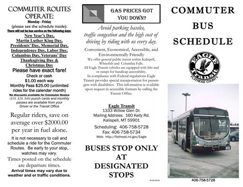 COMMUTER BUS SCHEDULE
