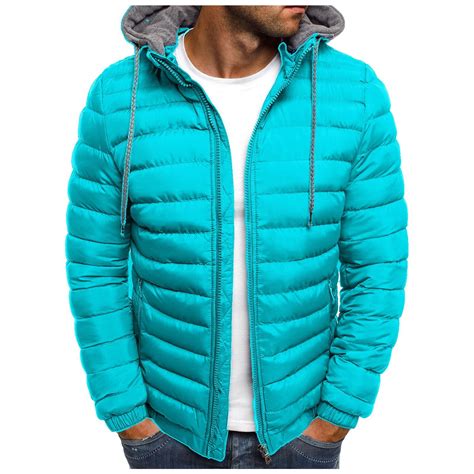 Dezsed Mens Winter Coats Clearance Men's Solid Color Hooded Jacket ...