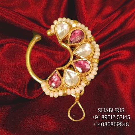 925 Pure Silver, Gold plated, Diamond Finish Nosepin, Latest Indian Je ...