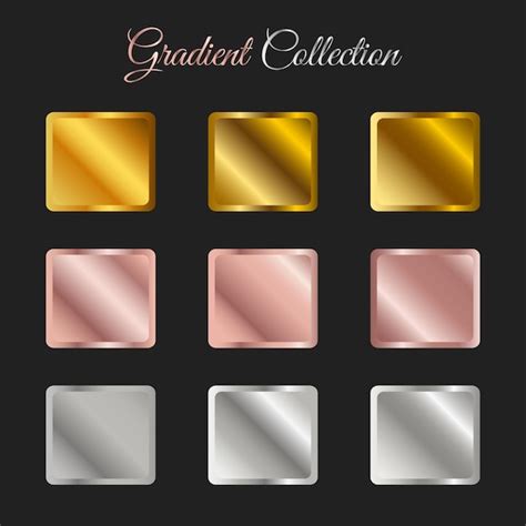 Gradient collection gold silver rose gold gradients | Premium Vector