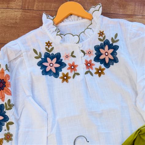 COLOURFULL EMBROIDERY PURE COTTON CROP TOP – WESTERN WEAR