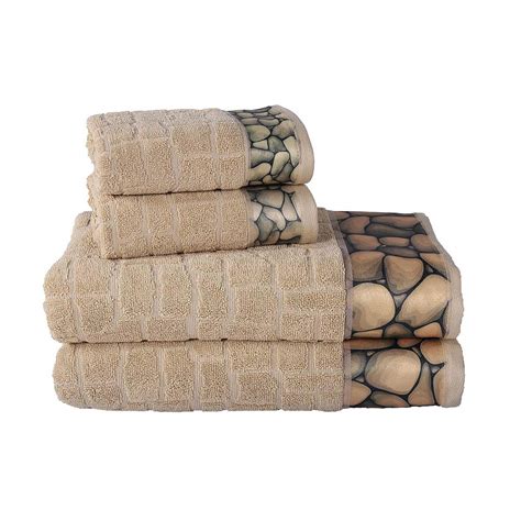 Rangoli Terry Cloth 2 Bath Towel, 2 Hand Towel 500 GSM (Beige, Set of 4 ...