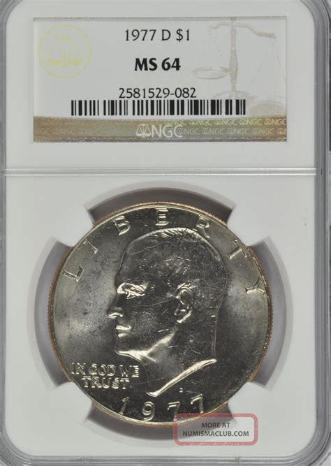 1977 - D Eisenhower Dollar Ngc Ms - 64 Unc Lustrous Uncirculated Large ...