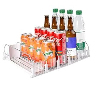 Faburo Drink Organizer for Fridge (Adjustable Width), 16.5” D Soda Can ...