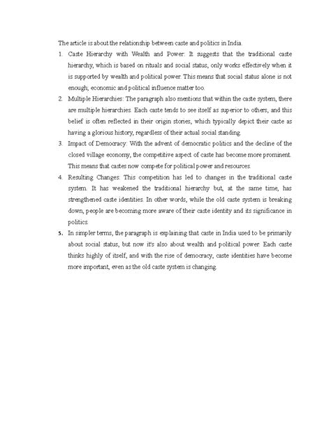 Deepankar caste and politics - The article is about the relationship ...