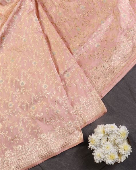 Buy Peach Banaras Silk Saree T425401