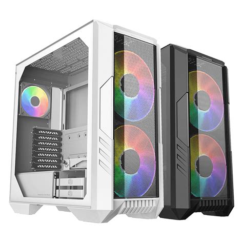 Cooler Master HAF 500 White Steel Tempered Glass ATX Mid Tower Computer ...