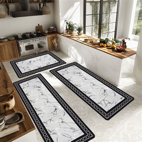 Gosuguu 3PCS Kitchen Rug Set, Machine Washable Anti-Slip Bathroom Floor ...
