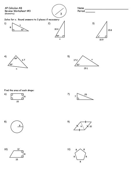 3 AP Calculus AB Review Worksheet #3 (Geometry) - ppt download ...