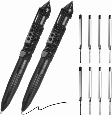 Amazon.com: RUISHYY 2 Pack Military Tactical Pens with 8 Black Refills ...