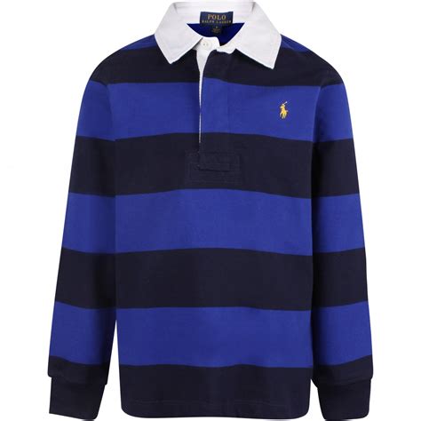 Polo Ralph Lauren Boys Long Sleeve Striped Polo Shirt in Blue ...