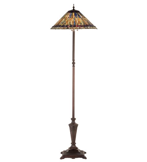 Tiffany Jeweled Peacock Tiffany Style Floor Lamp - Ashley's Art Gallery