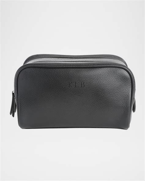 ROYCE New York Monogrammed Large Leather Toiletry Bag | Horchow