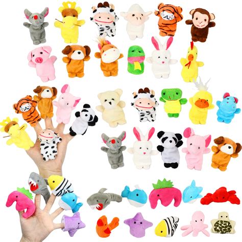 Buy 32 Pieces Finger Puppets for Toddlers Cartoon Animal Finger Puppets ...