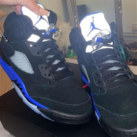 Jordan 5s retro racer blue mens 7.5 worn once - Depop
