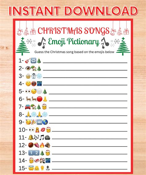 Christmas emoji pictionary christmas printable party games friendsmas ...
