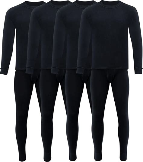 Jecery 4 Set Thermal Underwear for Men Cotton Long Underwear Soft Warm ...