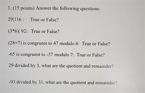 Solved 1. (15 points) Answer the following questions. 29|116 | Chegg.com