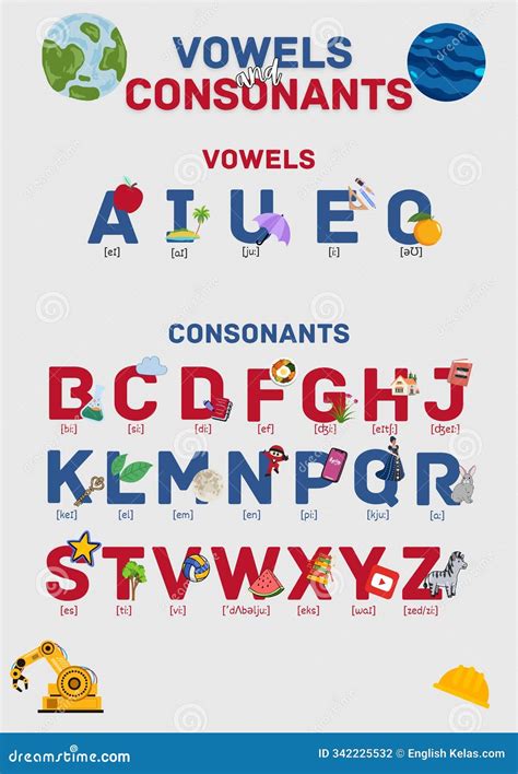 Vowels and Consonants Colorful for Children S Stock Illustration ...