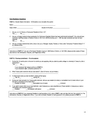Fillable Online uta uta residency form Fax Email Print - pdfFiller