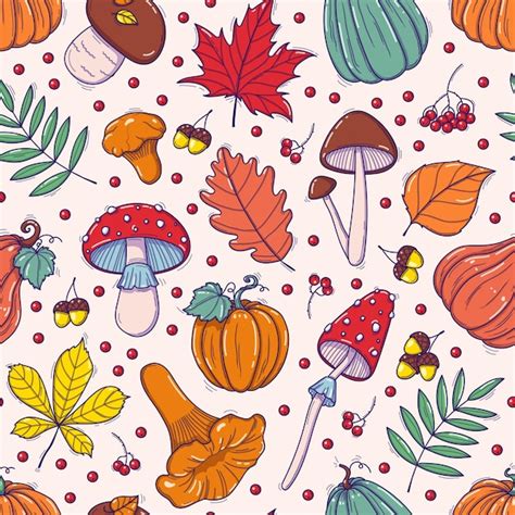 Herfst en Thanksgiving naadloos patroon met vallende bladeren ...