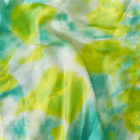 (Pre-Cut 1.70 Meter) Georgette Rich And Flowy Shades Of Green Blue Abs ...